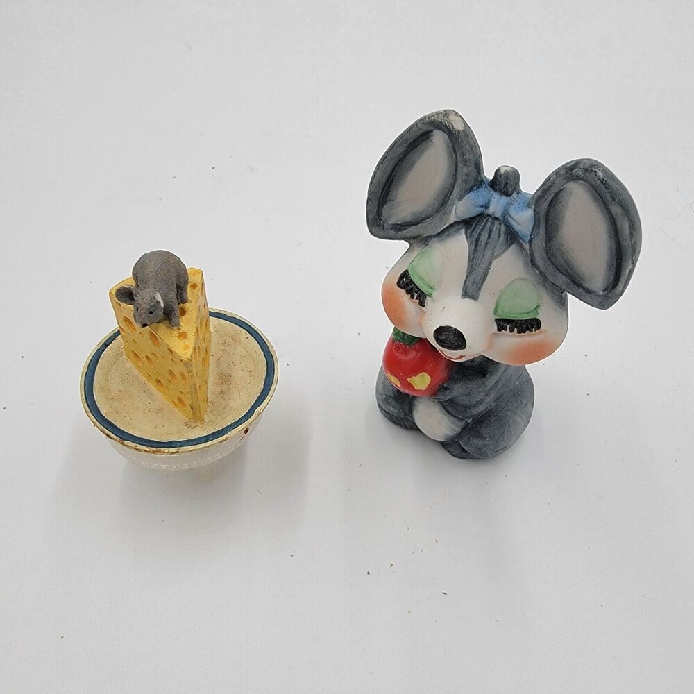 Vintage Boston Warehouse Ceramic And Vintage Cake Topper Mouse Kitschy Whimsical